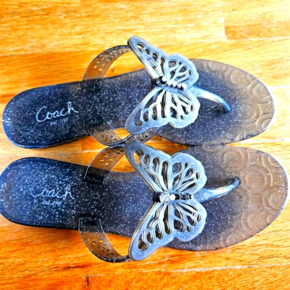Coach Pasarella Butterfly Smoke Y2K Jelly Sandals Flip Flops Summer Beach Size 8 - Picture 3 of 12